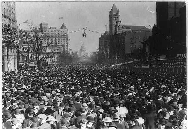 Crowds along Pennsylvania Avenue during the 1913 Woman Suffrage Procession in Washington, D.C.